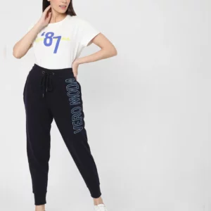 NAVY BLUE LOGO PRINT LOUNGE JOGGERS