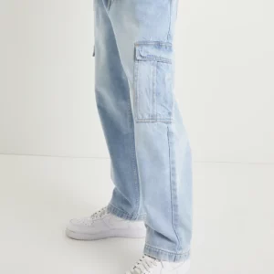 BAGGY FIT CARGO JEANS IN ICE BLUE