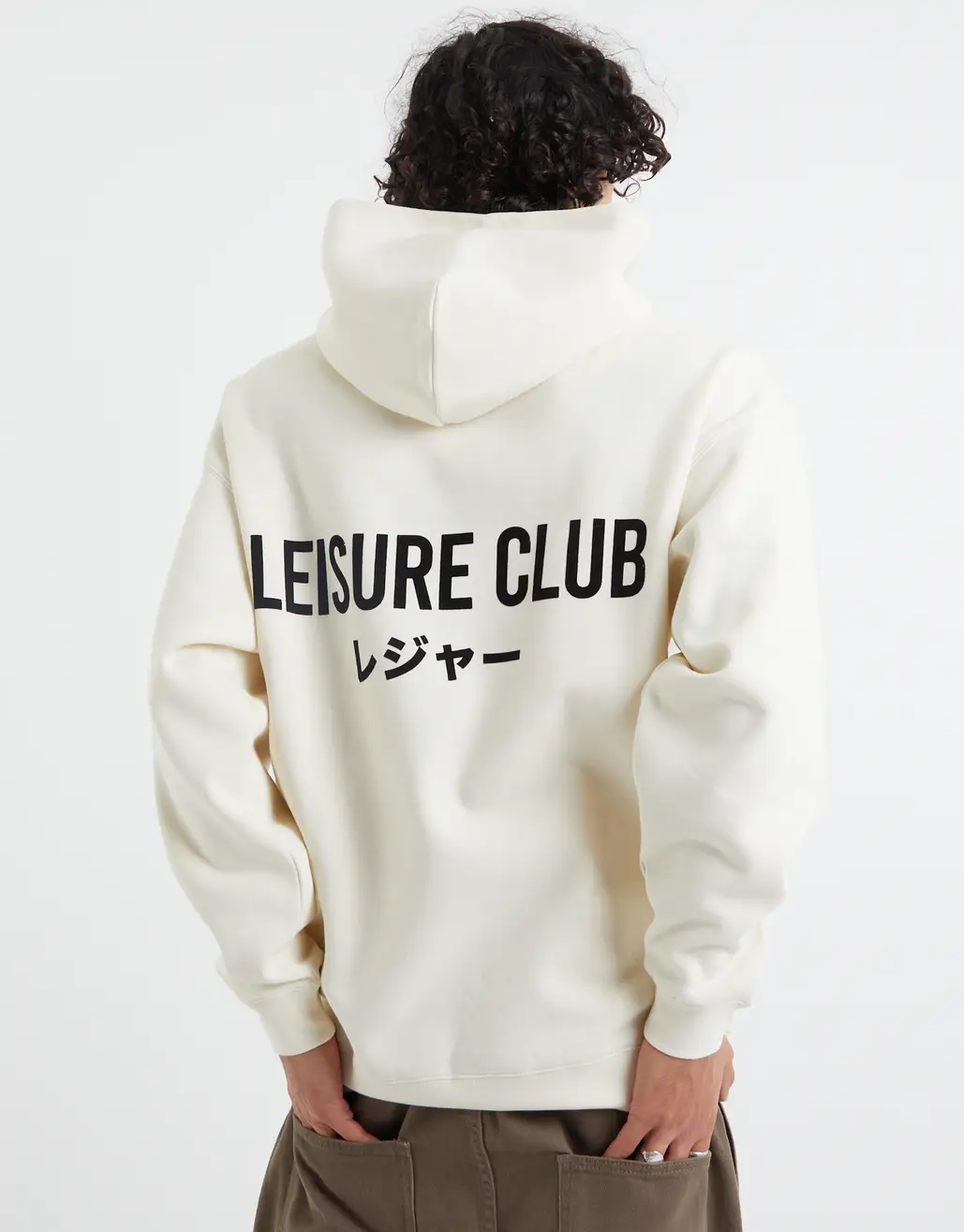LEISURE CLUB PRINT ORGANIC OVERSIZED HOODIE IN WHITE